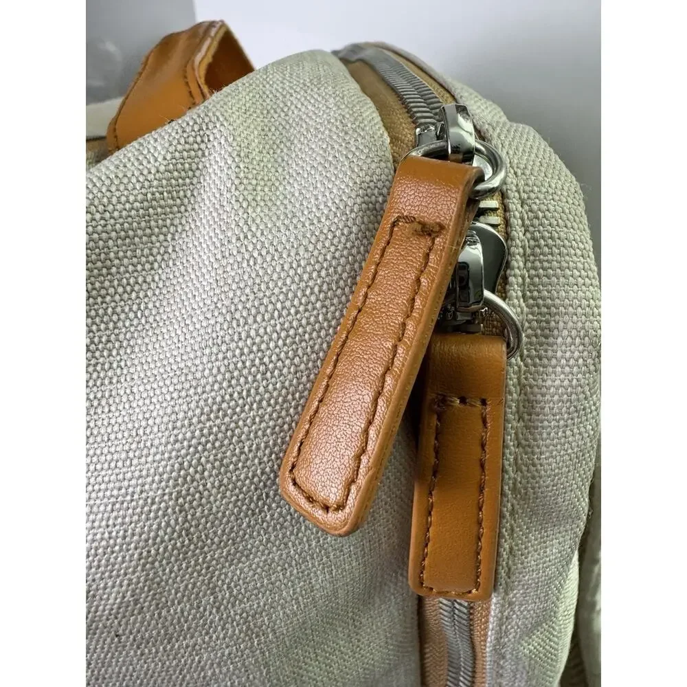 Nordace Siena Smart Backpack Beige Water Resistant Travel Laptop Bag USB 15.6”